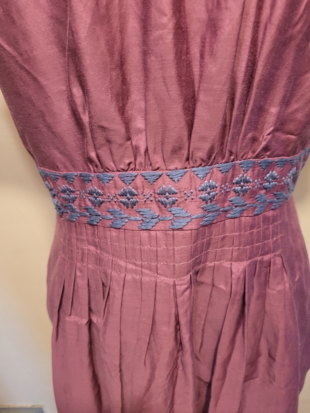 Tibi Embroidered Cotton/Silk Blend Dress Plum Size 10 - Picture 6 of 8